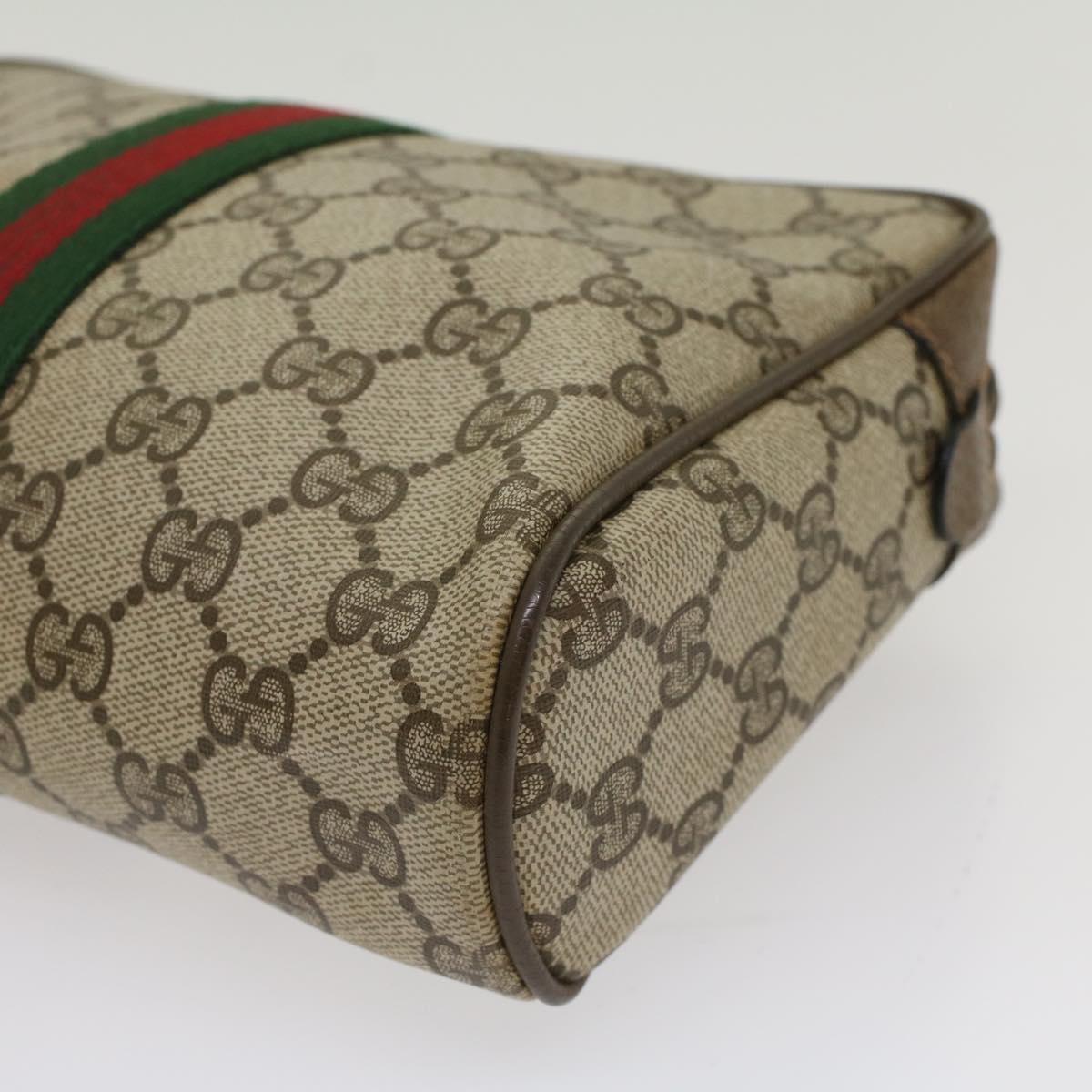 GUCCI GG Canvas Web Sherry Line Clutch Bag Beige Red Green 63.01.012 yk8564