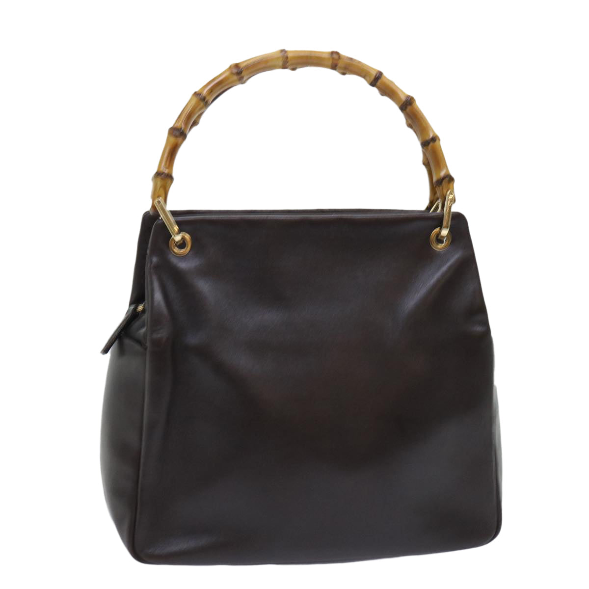 GUCCI Bamboo Hand Bag Leather Brown 000.0166.0580 yk8566