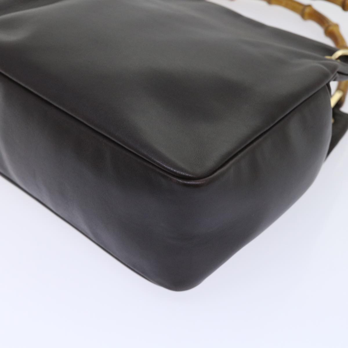 GUCCI Bamboo Hand Bag Leather Brown 000.0166.0580 yk8566