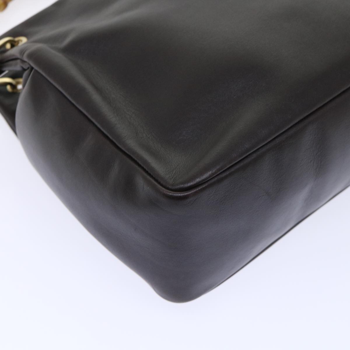 GUCCI Bamboo Hand Bag Leather Brown 000.0166.0580 yk8566