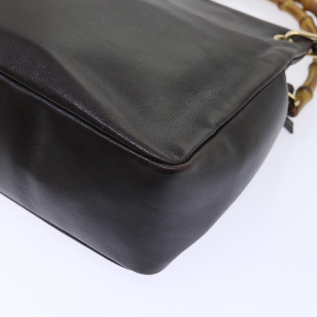 GUCCI Bamboo Hand Bag Leather Brown 000.0166.0580 yk8566