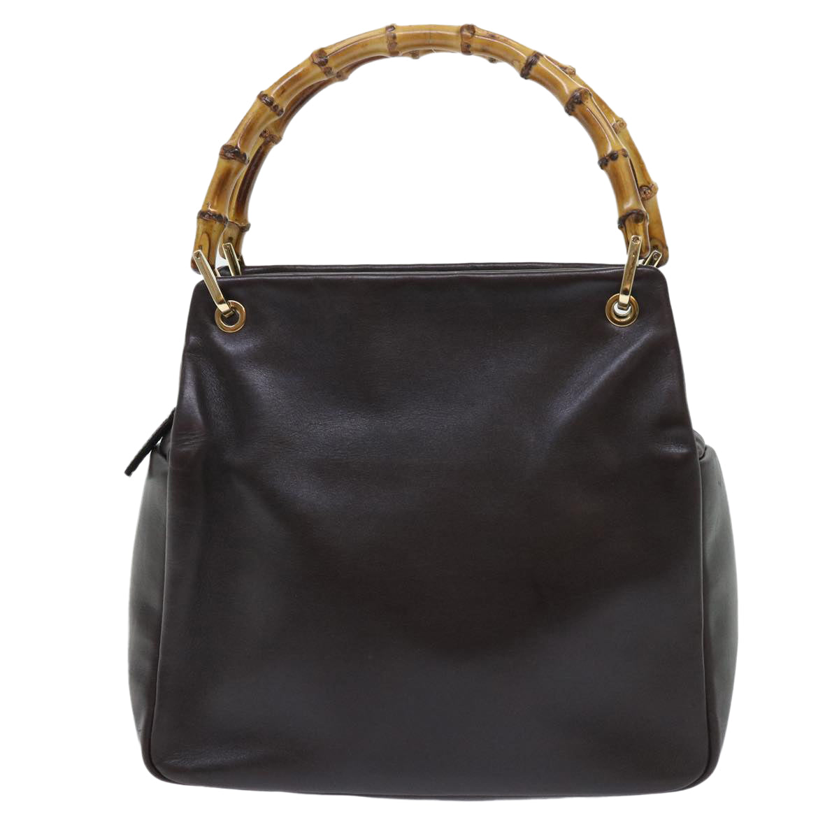 GUCCI Bamboo Hand Bag Leather Brown 000.0166.0580 yk8566