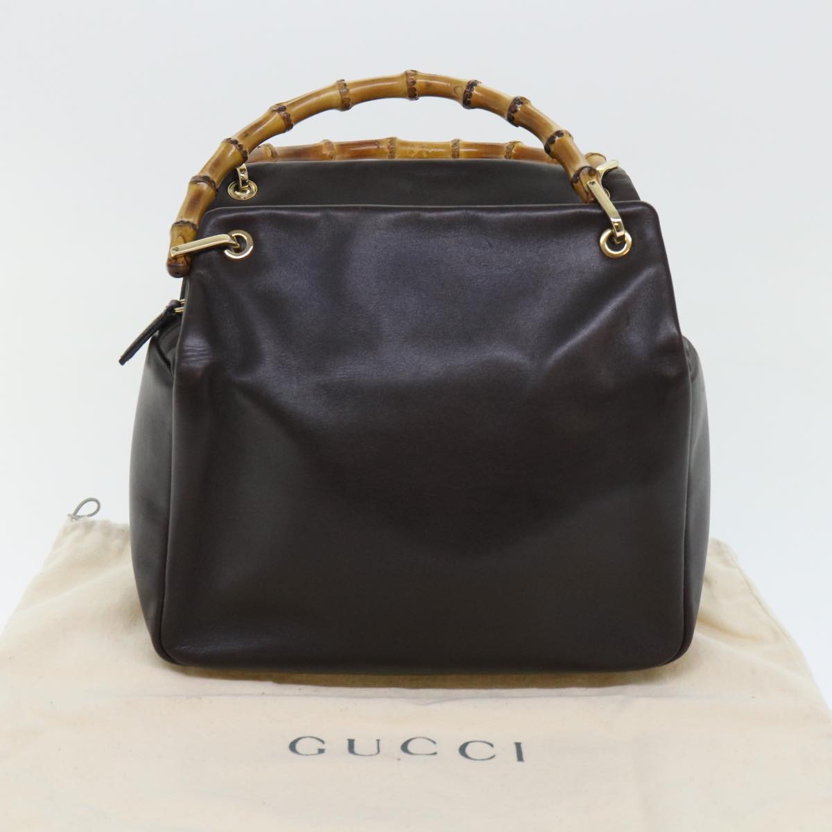 GUCCI Bamboo Hand Bag Leather Brown 000.0166.0580 yk8566