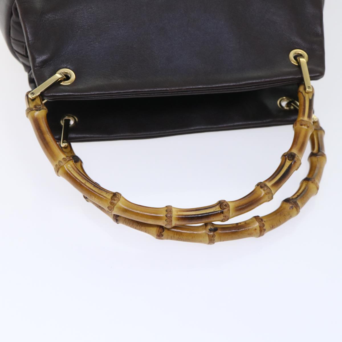 GUCCI Bamboo Hand Bag Leather Brown 000.0166.0580 yk8566