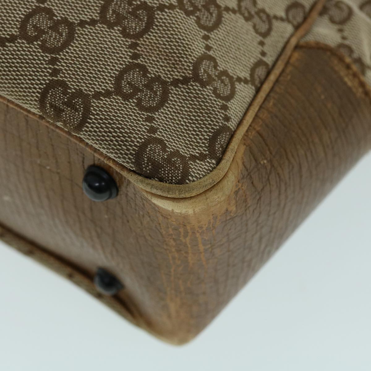 GUCCI GG Canvas Bamboo Hand Bag Beige 112530 yk8569