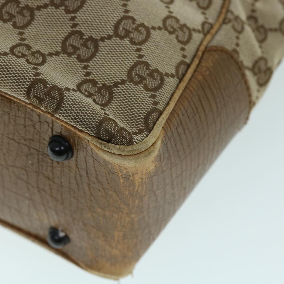 GUCCI GG Canvas Bamboo Hand Bag Beige 112530 yk8569