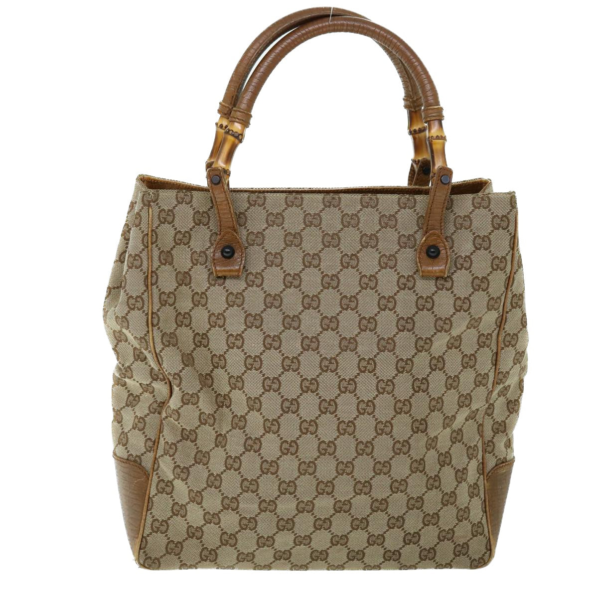 GUCCI GG Canvas Bamboo Hand Bag Beige 112530 yk8569