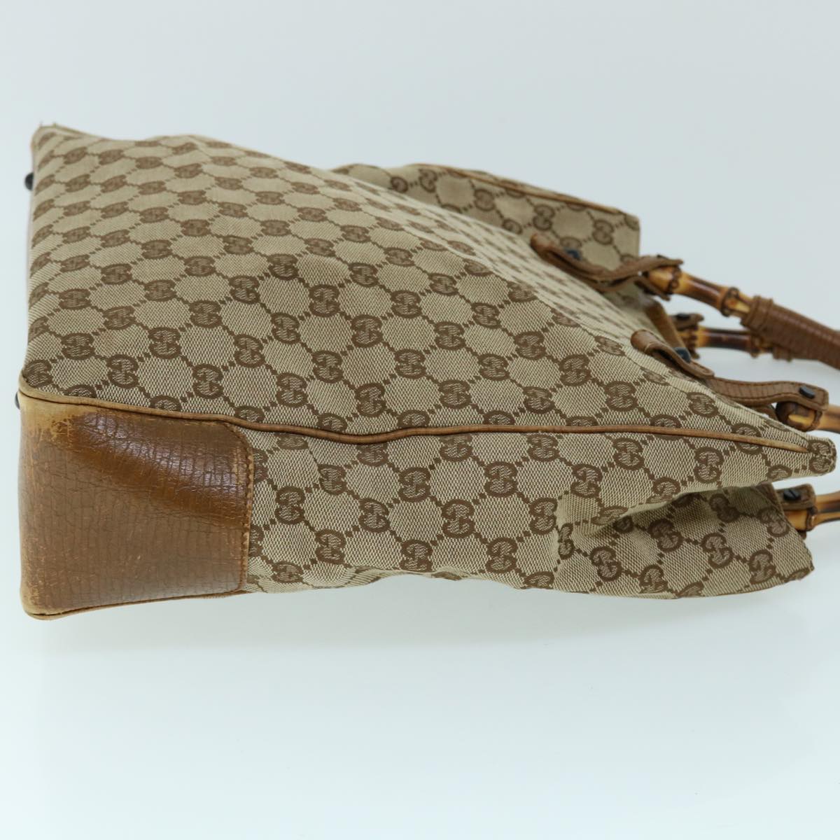 GUCCI GG Canvas Bamboo Hand Bag Beige 112530 yk8569