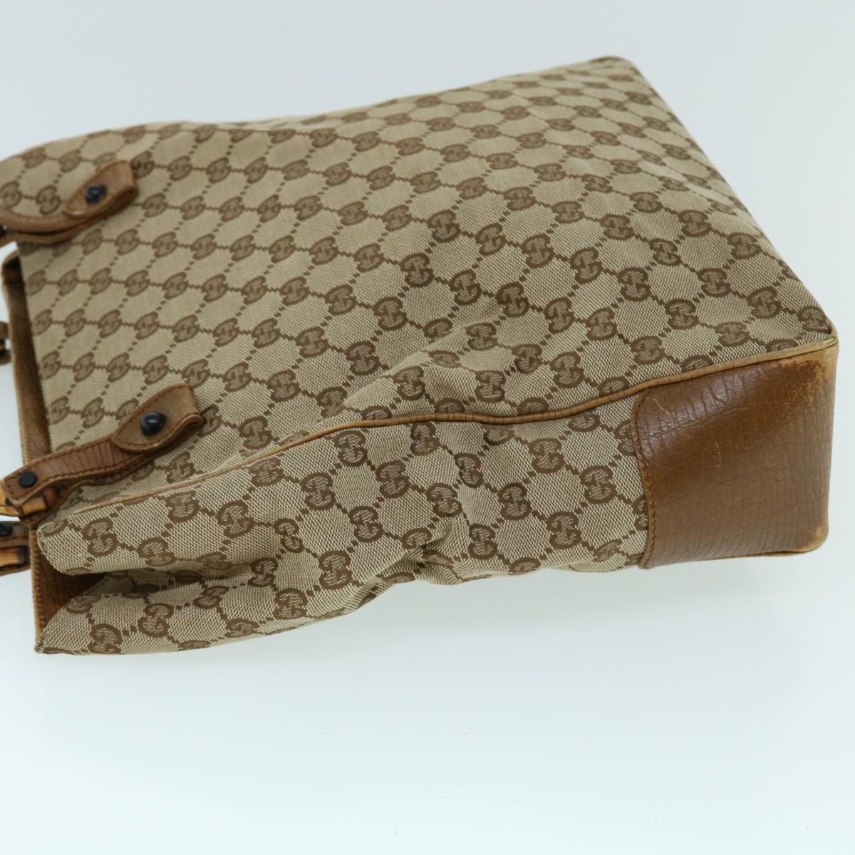 GUCCI GG Canvas Bamboo Hand Bag Beige 112530 yk8569