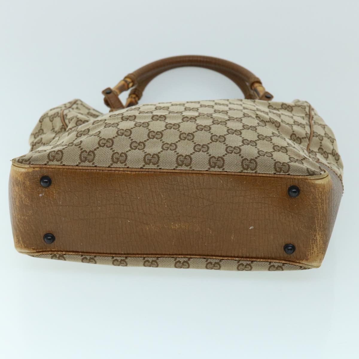 GUCCI GG Canvas Bamboo Hand Bag Beige 112530 yk8569