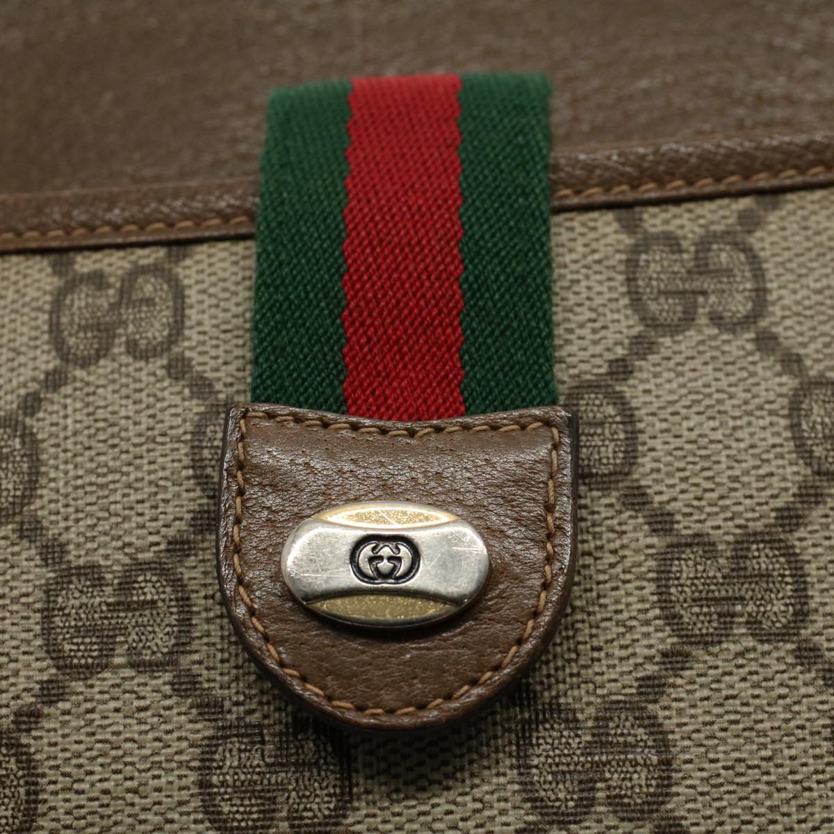 GUCCI GG Canvas Web Sherry Line Shoulder Bag Beige Red 904.02.026 yk8573