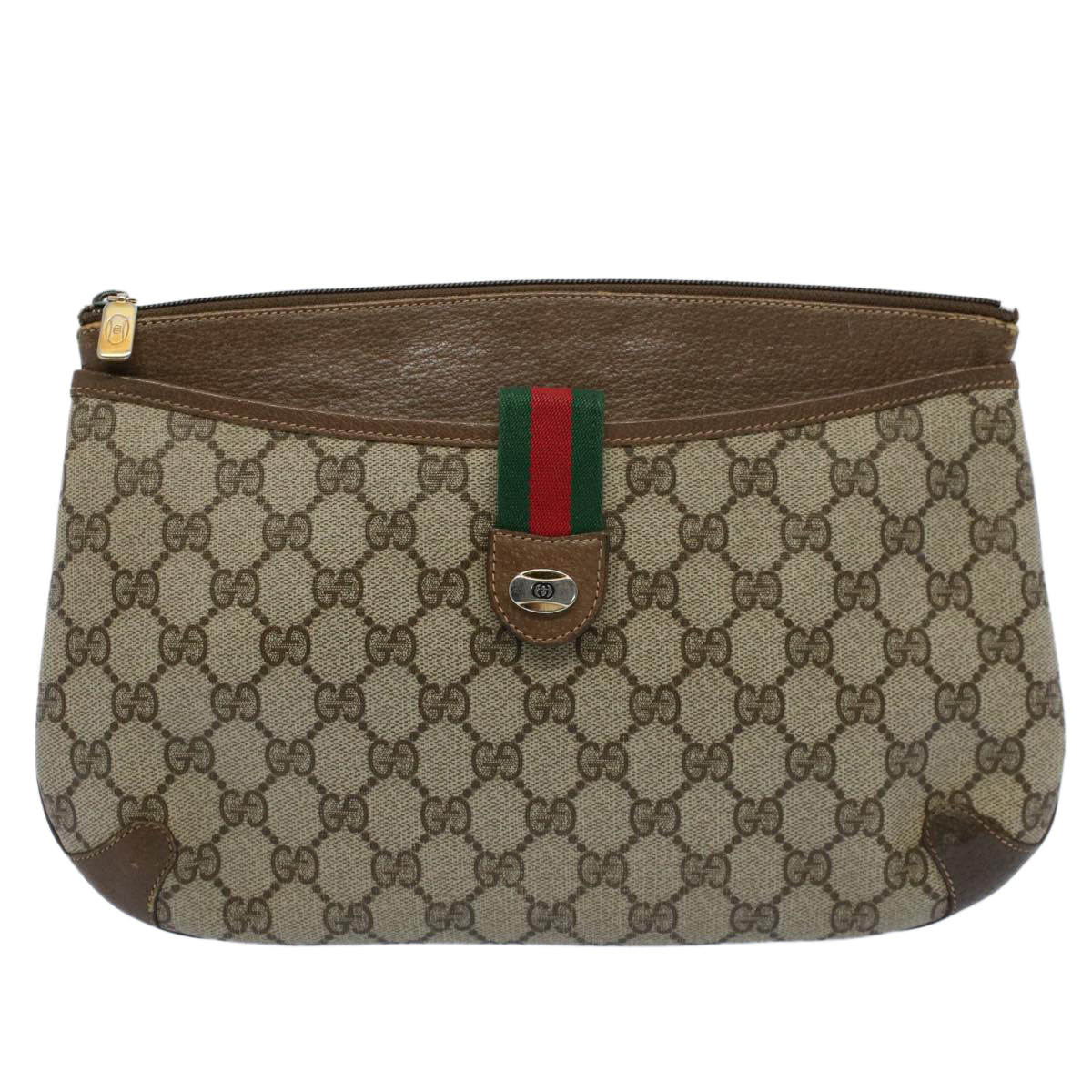 GUCCI GG Canvas Web Sherry Line Shoulder Bag Beige Red 904.02.026 yk8573