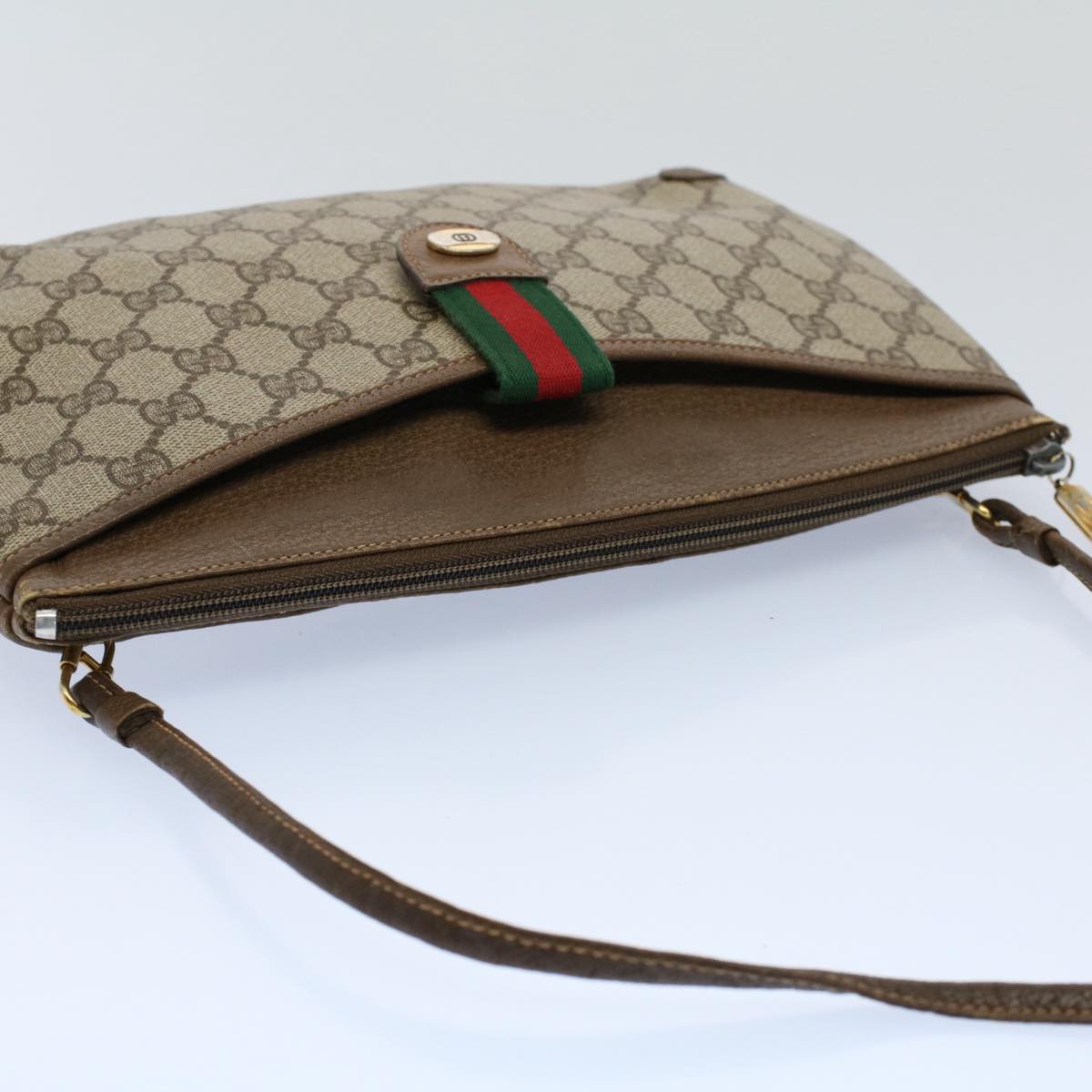 GUCCI GG Canvas Web Sherry Line Shoulder Bag Beige Red 904.02.026 yk8573