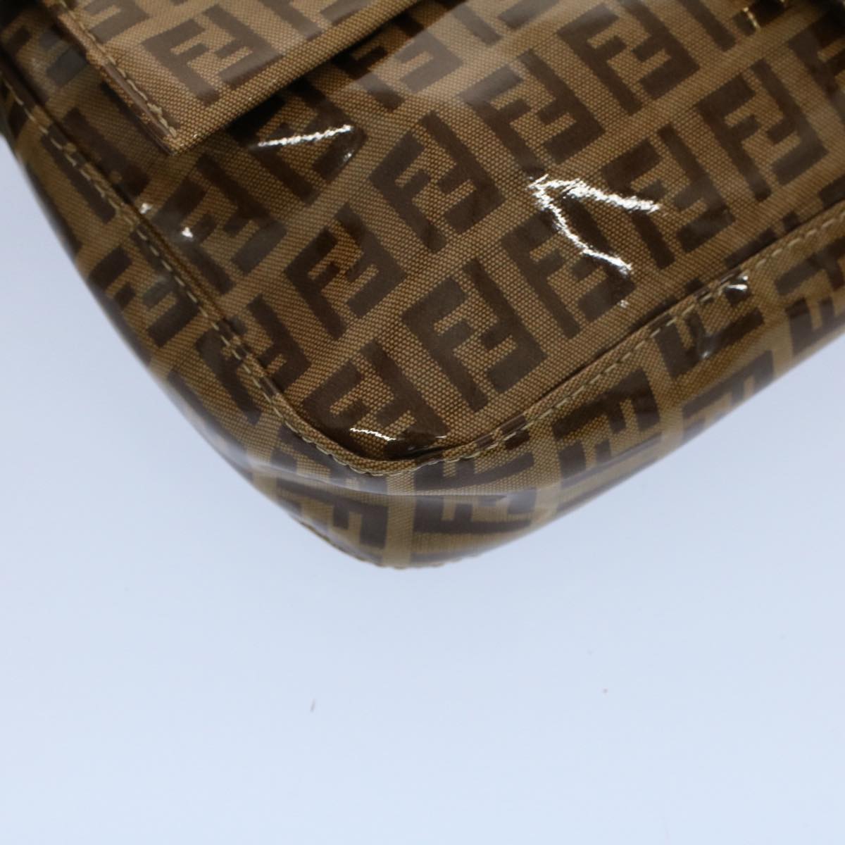 FENDI Zucchino Canvas Mamma Baguette Shoulder Bag Enamel Beige yk8584