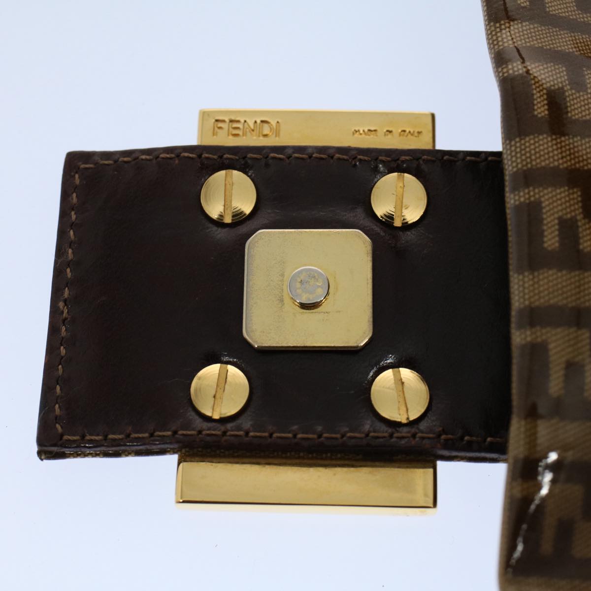 FENDI Zucchino Canvas Mamma Baguette Shoulder Bag Enamel Beige yk8584