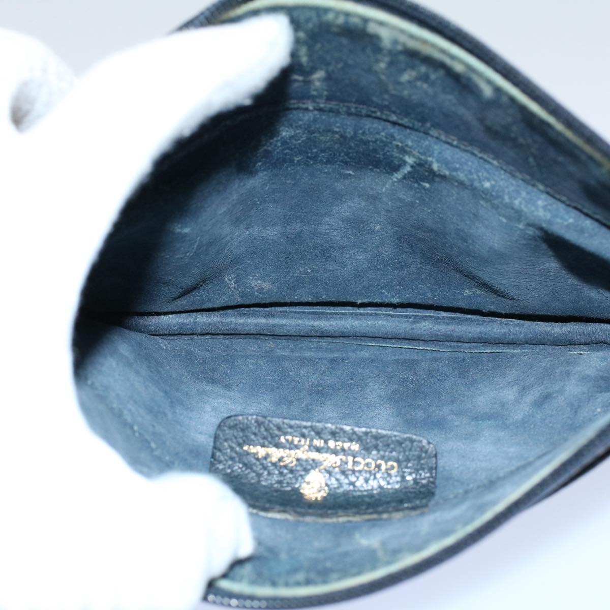 GUCCI GG Canvas Shoulder Bag PVC Leather Gray Navy 904.02.020 yk8603