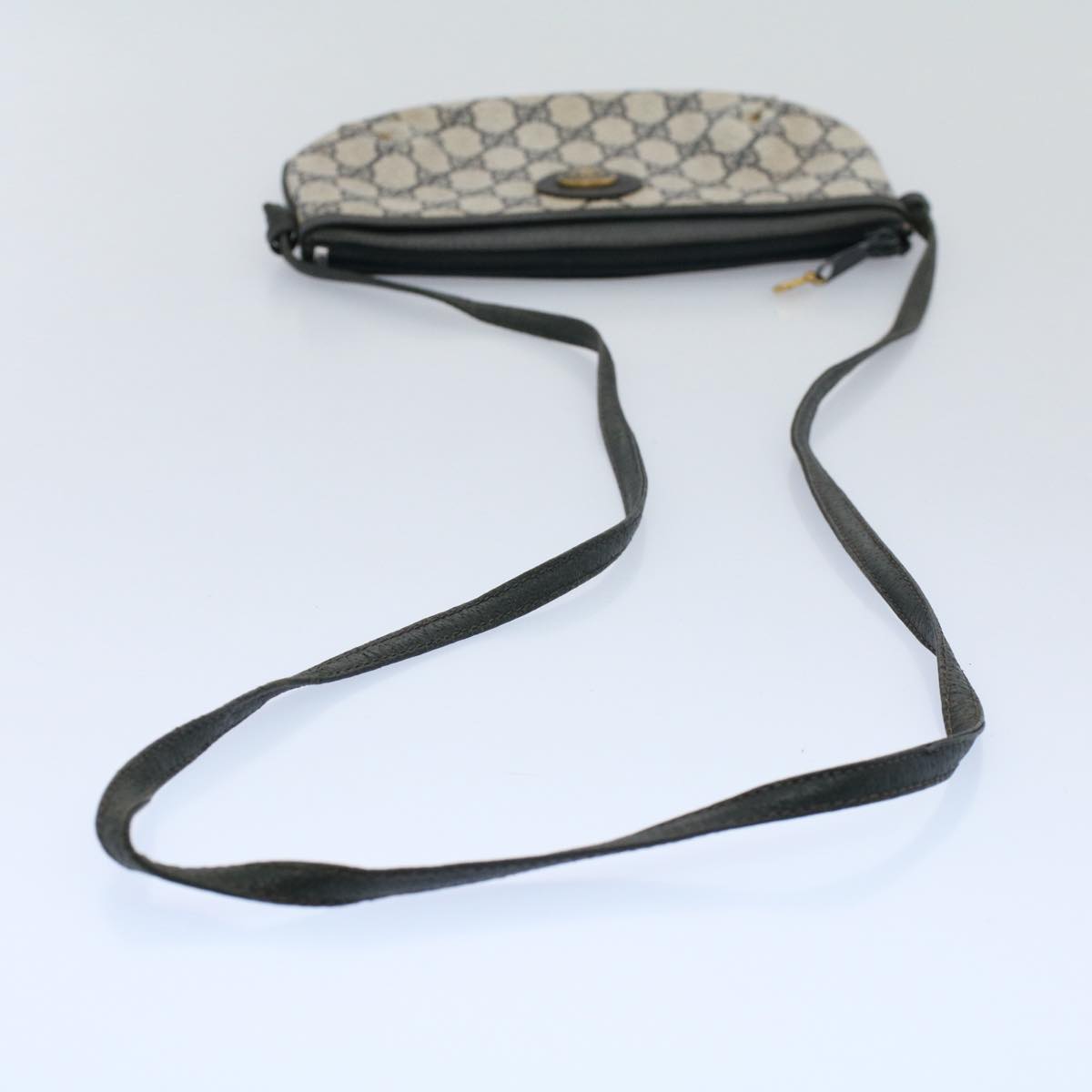 GUCCI GG Canvas Shoulder Bag PVC Leather Gray Navy 904.02.020 yk8603