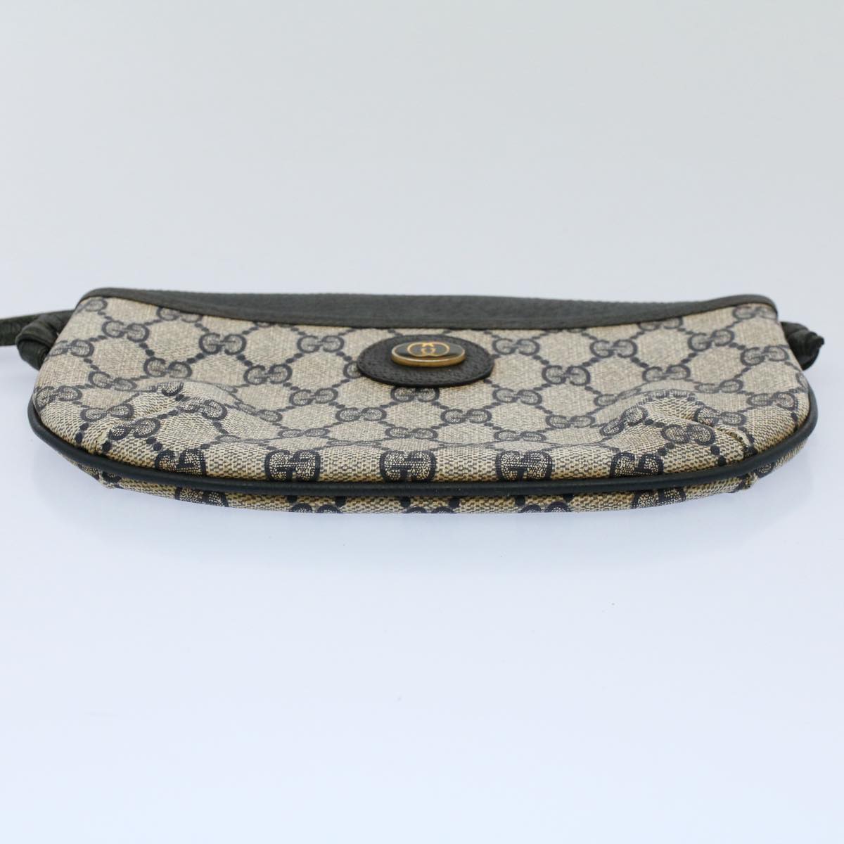 GUCCI GG Canvas Shoulder Bag PVC Leather Gray Navy 904.02.020 yk8603