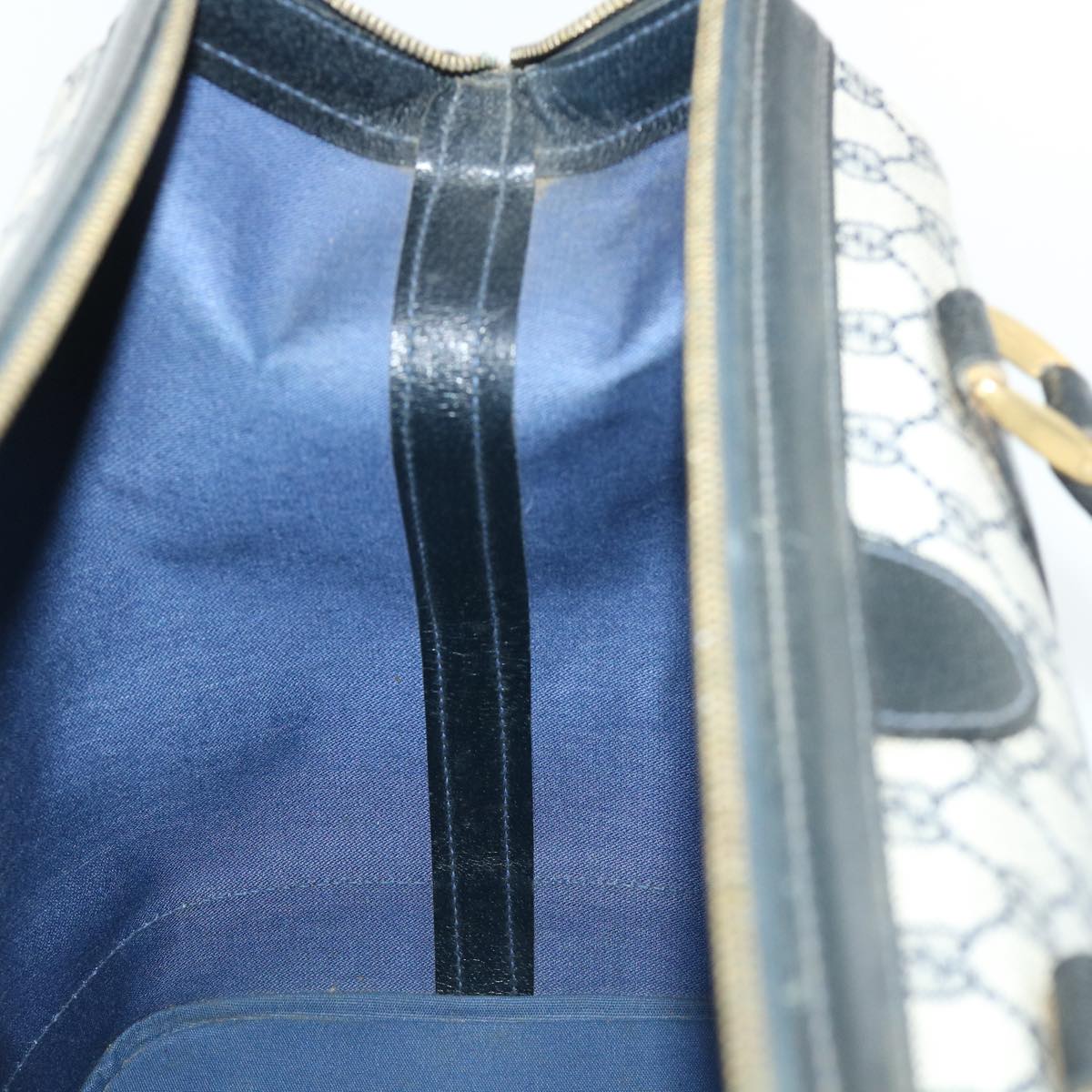 GUCCI GG Canvas Boston Bag PVC Leather Navy Gray yk8616