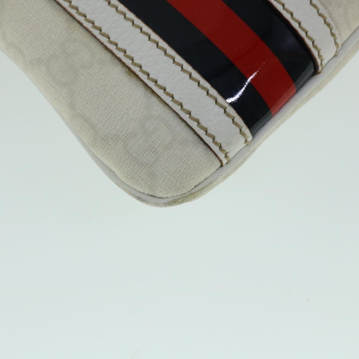 GUCCI GG Canvas Sherry Line Shoulder Bag White Red Navy 152608 yk8621