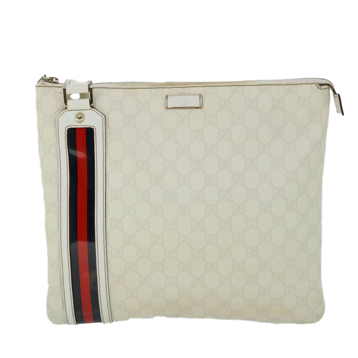 GUCCI GG Canvas Sherry Line Shoulder Bag White Red Navy 152608 yk8621