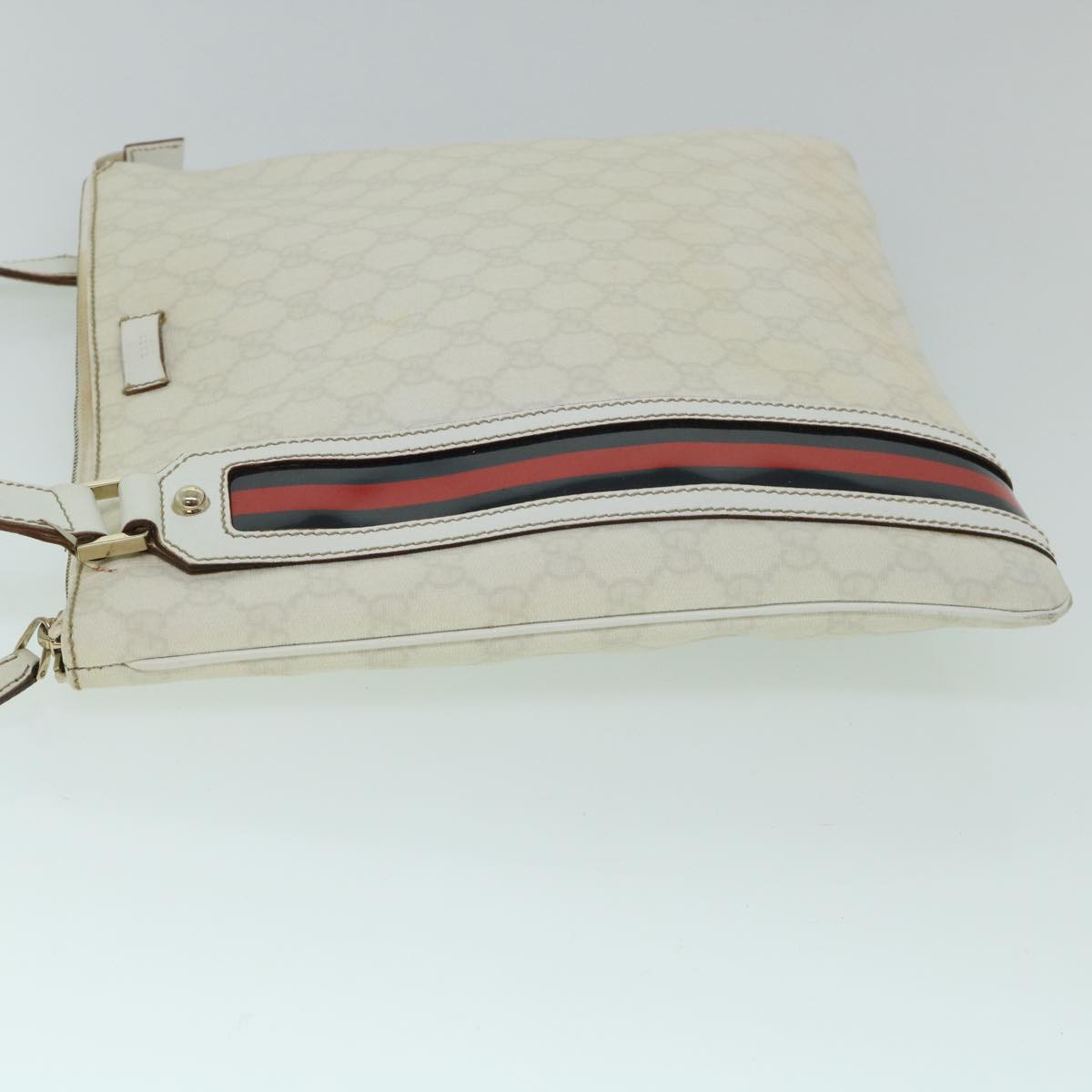 GUCCI GG Canvas Sherry Line Shoulder Bag White Red Navy 152608 yk8621