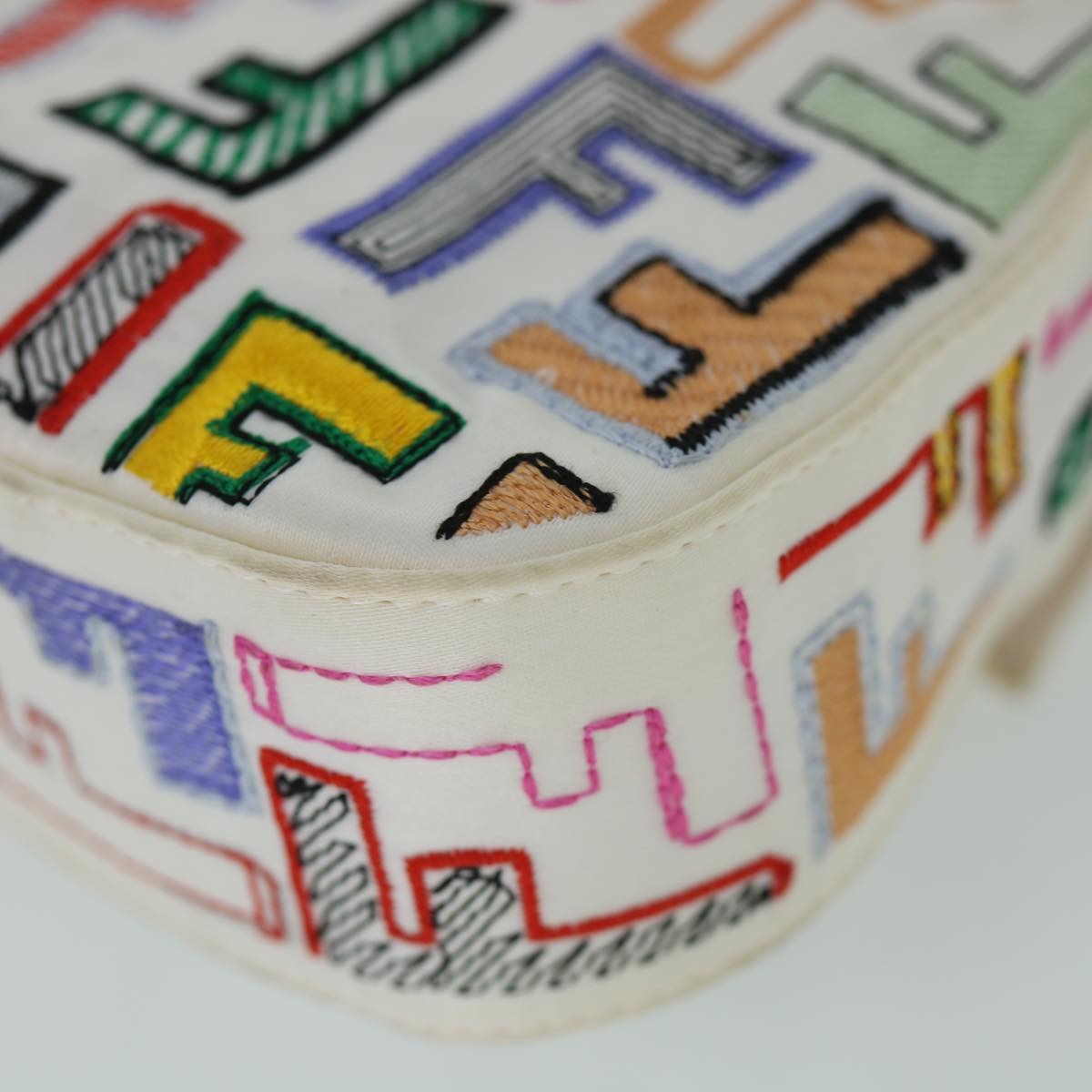 FENDI Zucca Canvas Embroidery Mamma Baguette Bag 2way Multicolor yk8631A