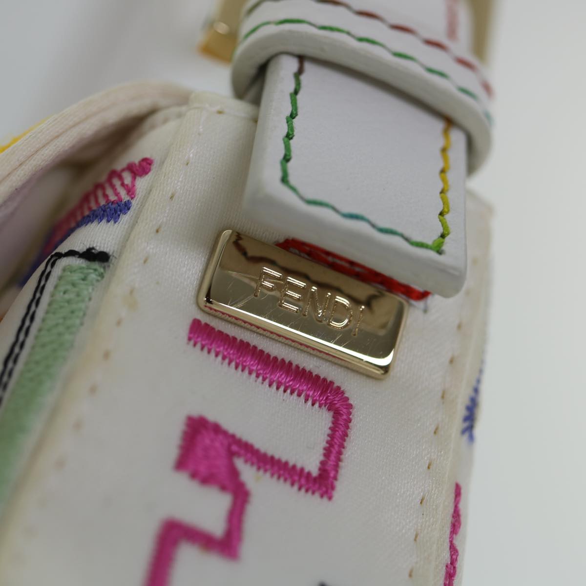 FENDI Zucca Canvas Embroidery Mamma Baguette Bag 2way Multicolor yk8631A