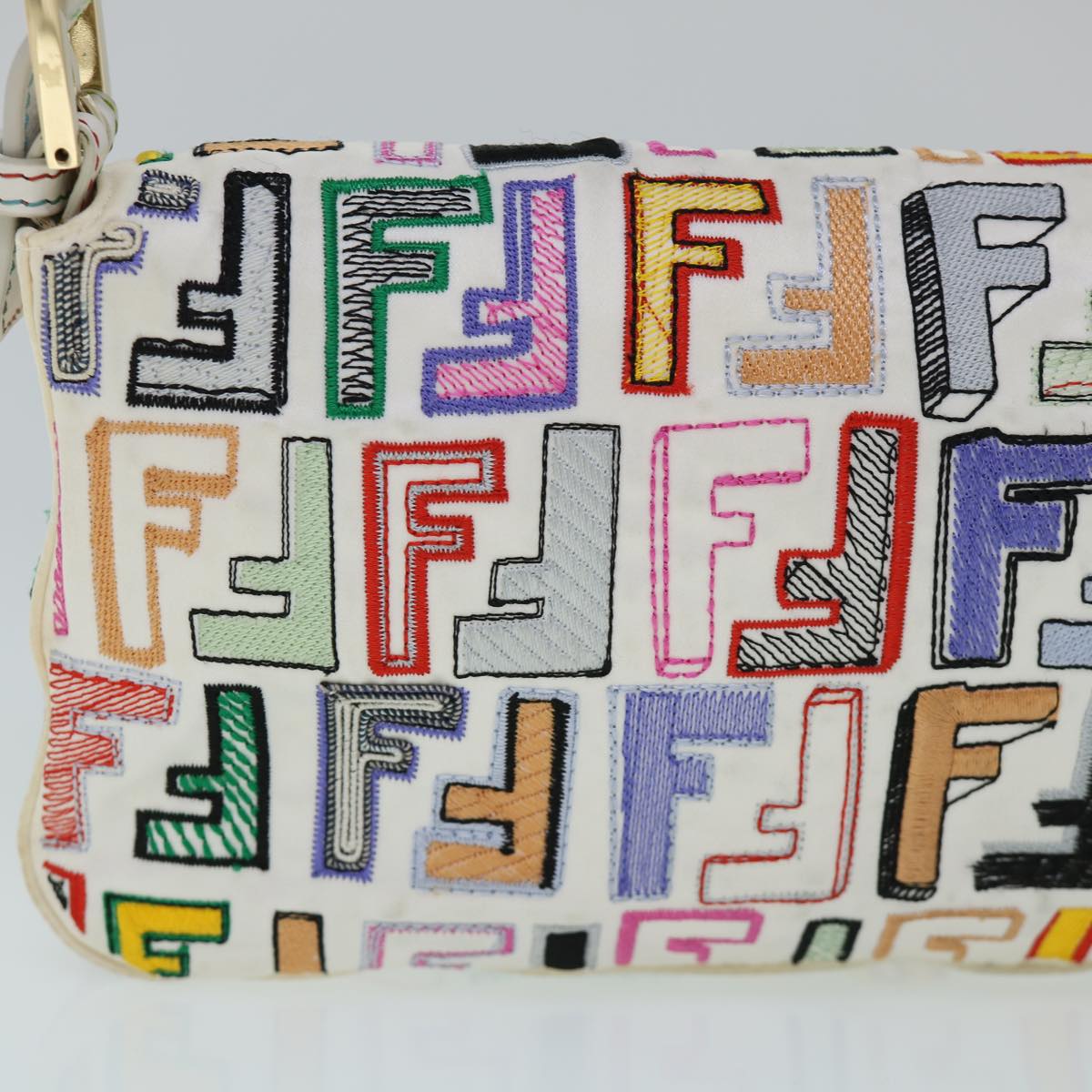 FENDI Zucca Canvas Embroidery Mamma Baguette Bag 2way Multicolor yk8631A