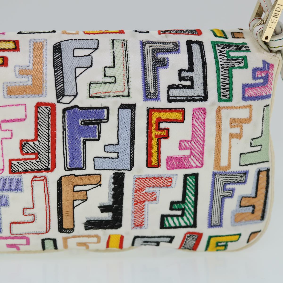 FENDI Zucca Canvas Embroidery Mamma Baguette Bag 2way Multicolor yk8631S