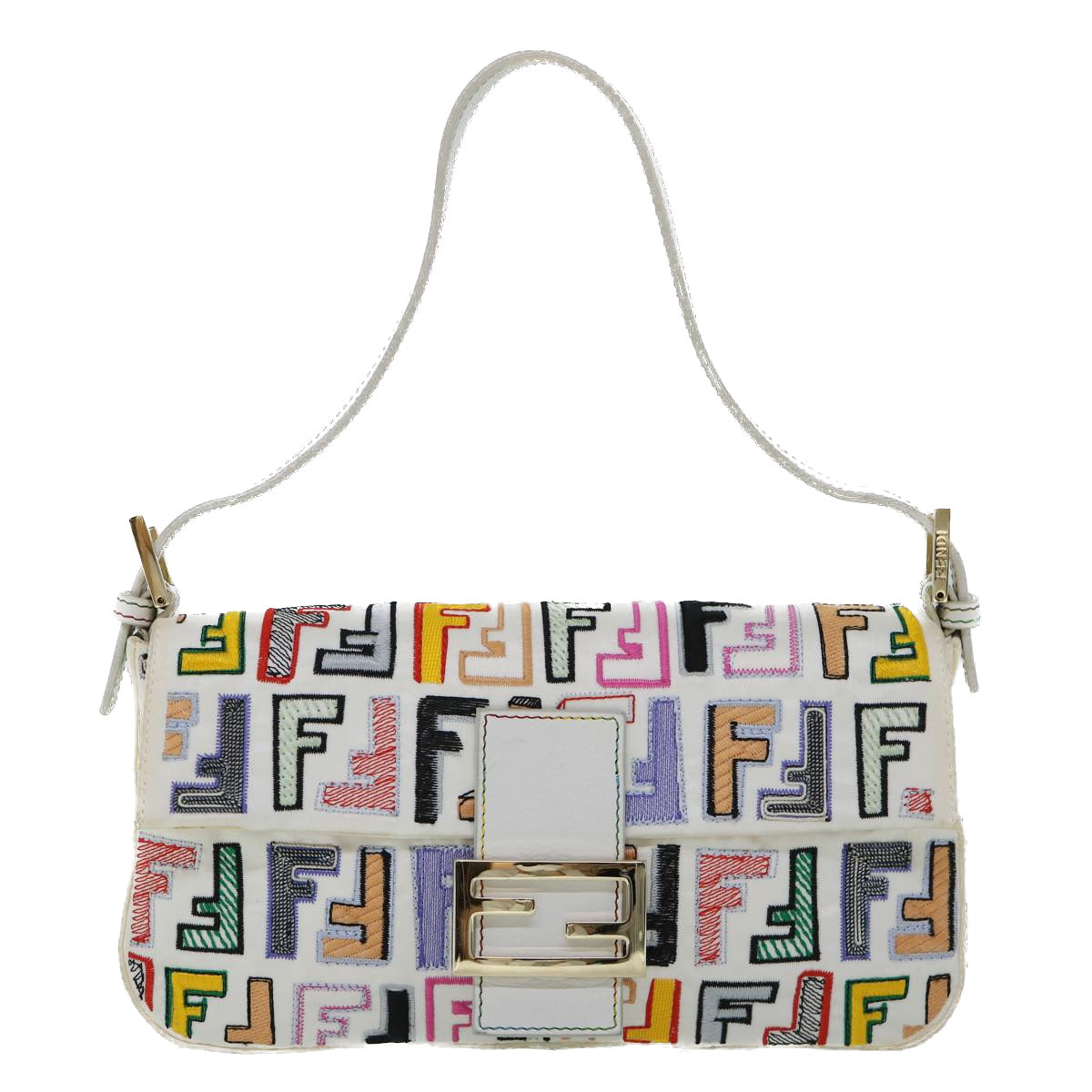 FENDI Zucca Canvas Embroidery Mamma Baguette Bag 2way Multicolor yk8631S