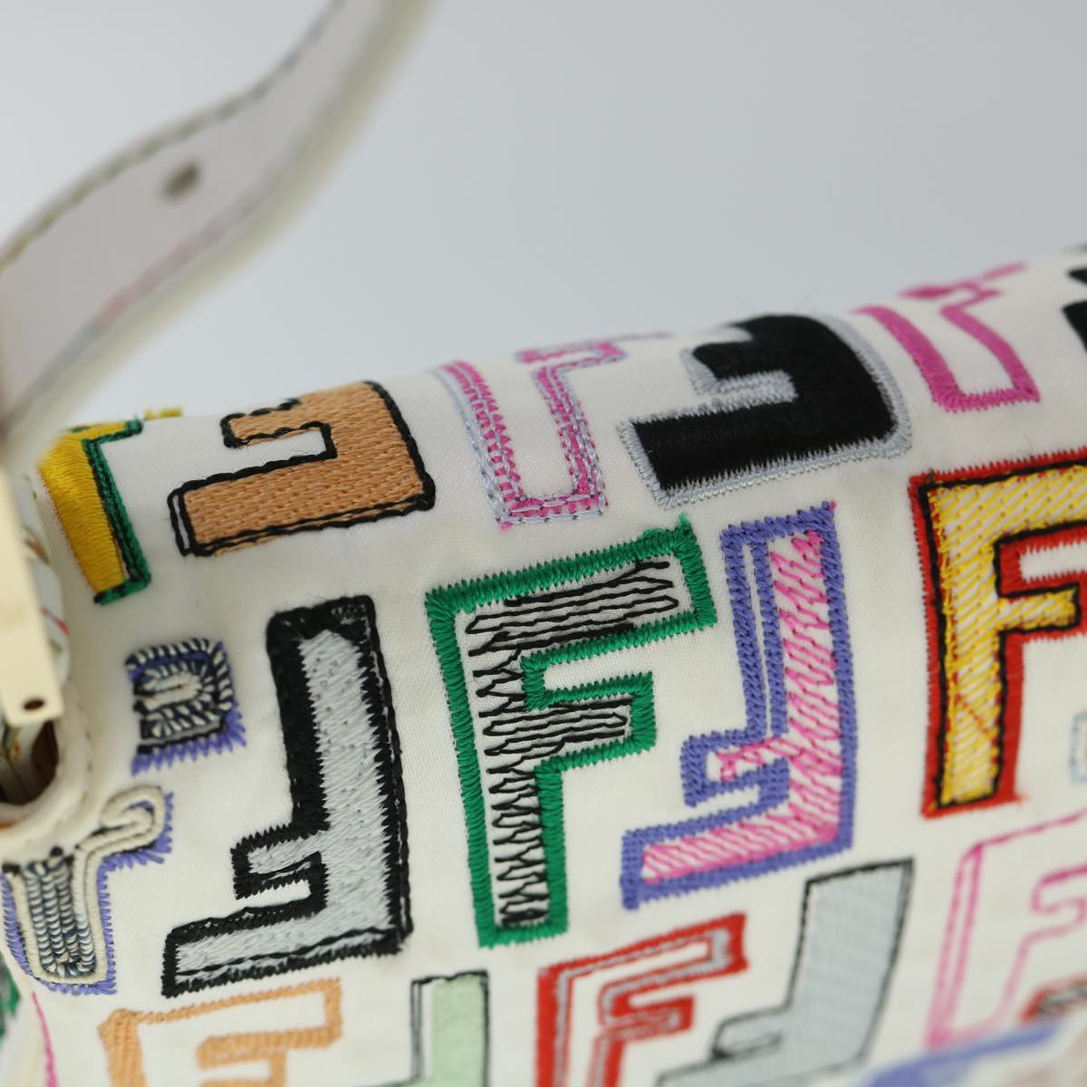 FENDI Zucca Canvas Embroidery Mamma Baguette Bag 2way Multicolor yk8631A