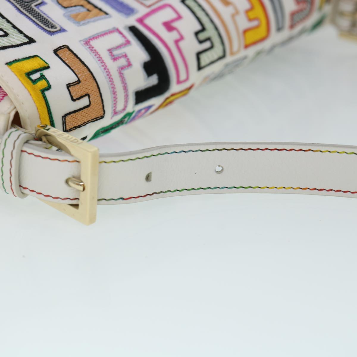 FENDI Zucca Canvas Embroidery Mamma Baguette Bag 2way Multicolor yk8631S