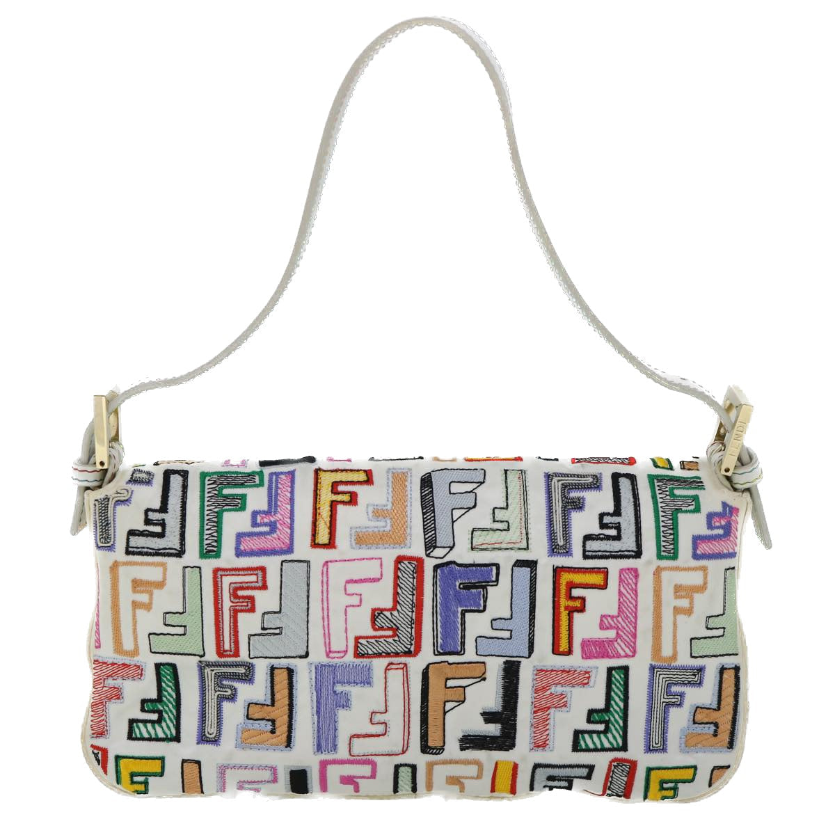 FENDI Zucca Canvas Embroidery Mamma Baguette Bag 2way Multicolor yk8631S