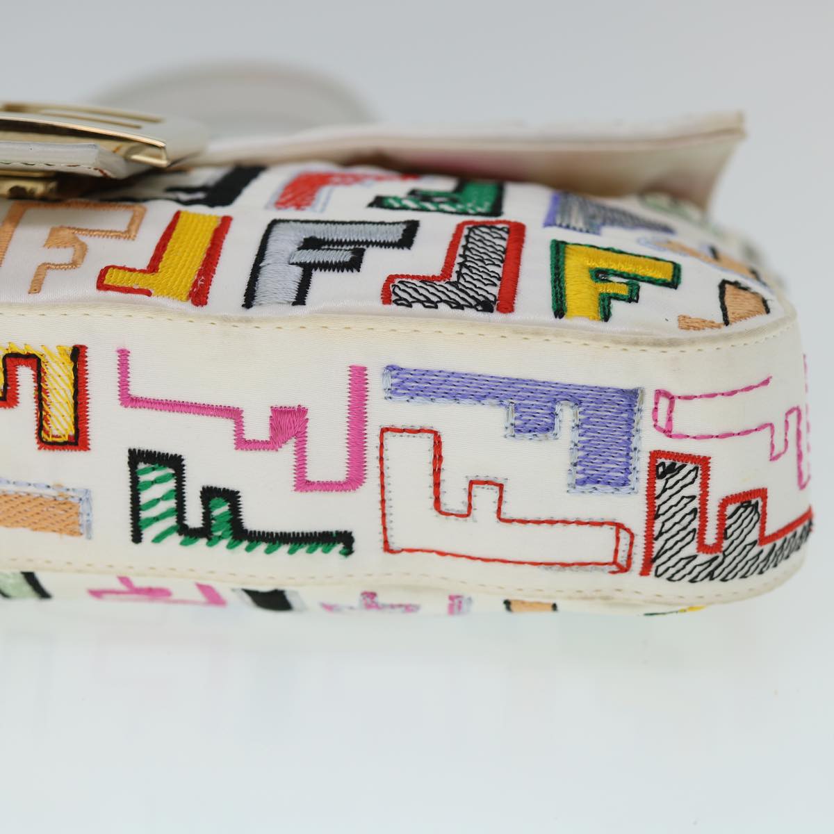FENDI Zucca Canvas Embroidery Mamma Baguette Bag 2way Multicolor yk8631S