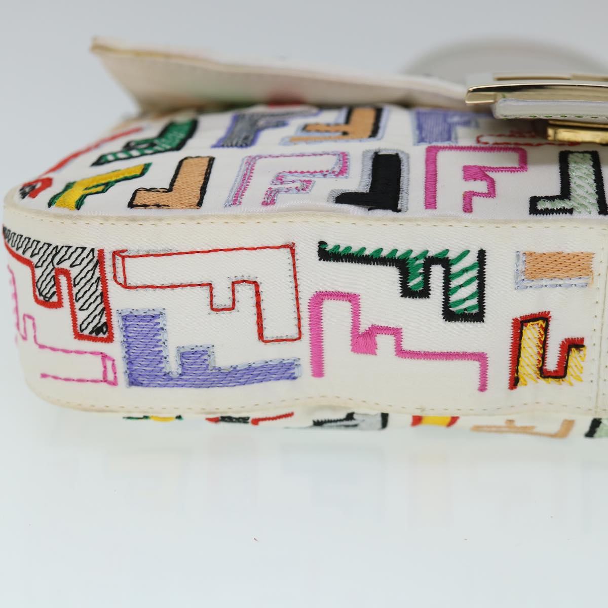 FENDI Zucca Canvas Embroidery Mamma Baguette Bag 2way Multicolor yk8631S