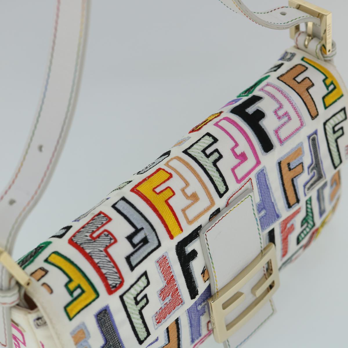 FENDI Zucca Canvas Embroidery Mamma Baguette Bag 2way Multicolor yk8631S