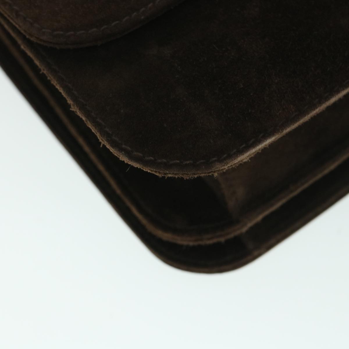 GUCCI Turn Lock Shoulder Bag Suede Brown yk8638