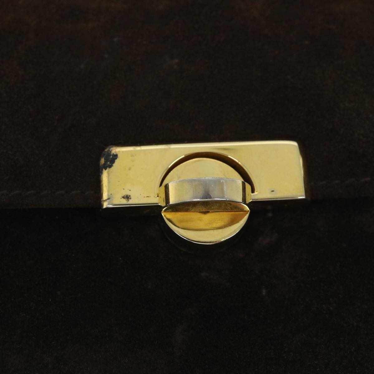 GUCCI Turn Lock Shoulder Bag Suede Brown yk8638