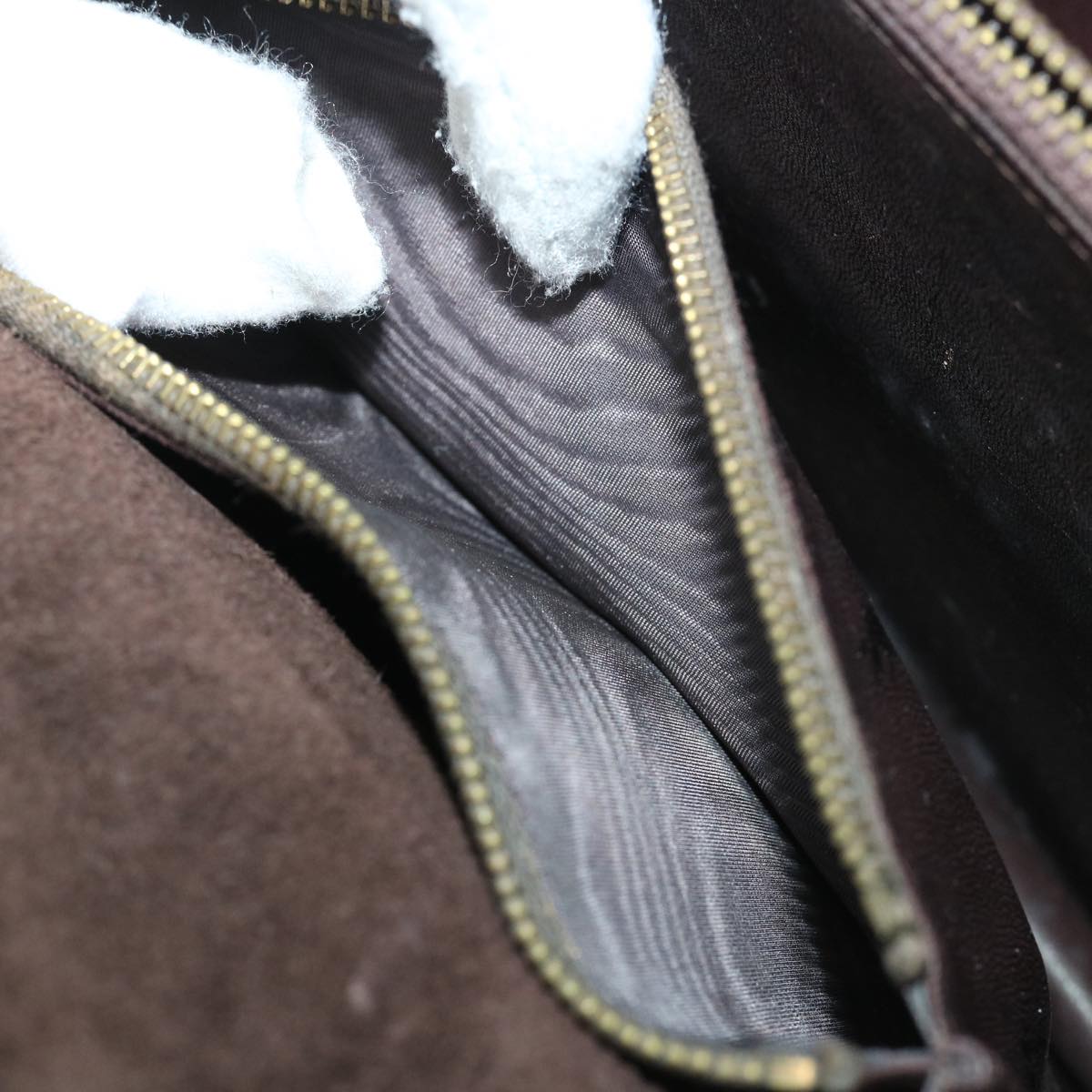 GUCCI Turn Lock Shoulder Bag Suede Brown yk8638