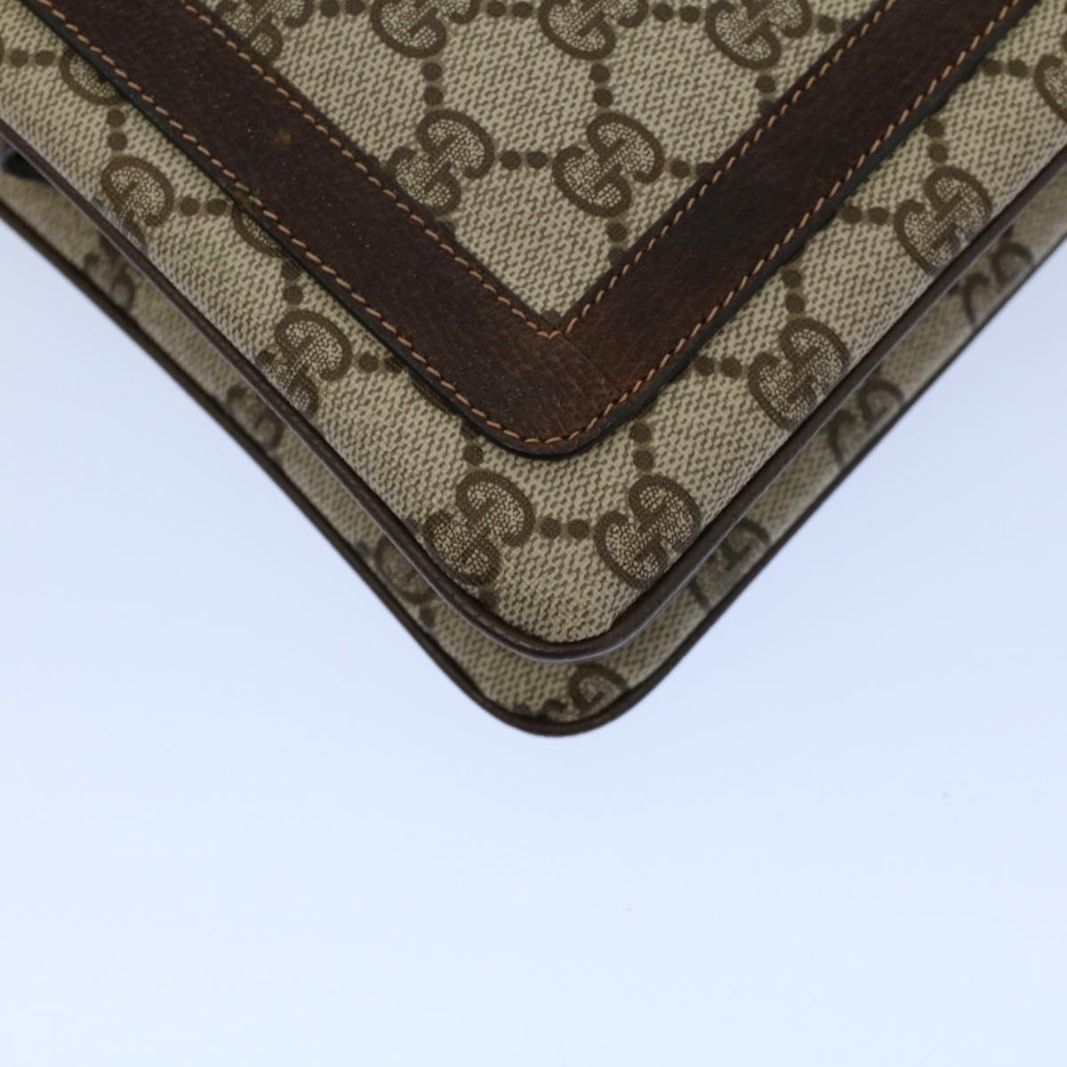 GUCCI GG Canvas Web Sherry Line Shoulder Bag PVC Leather Beige Red yk8640