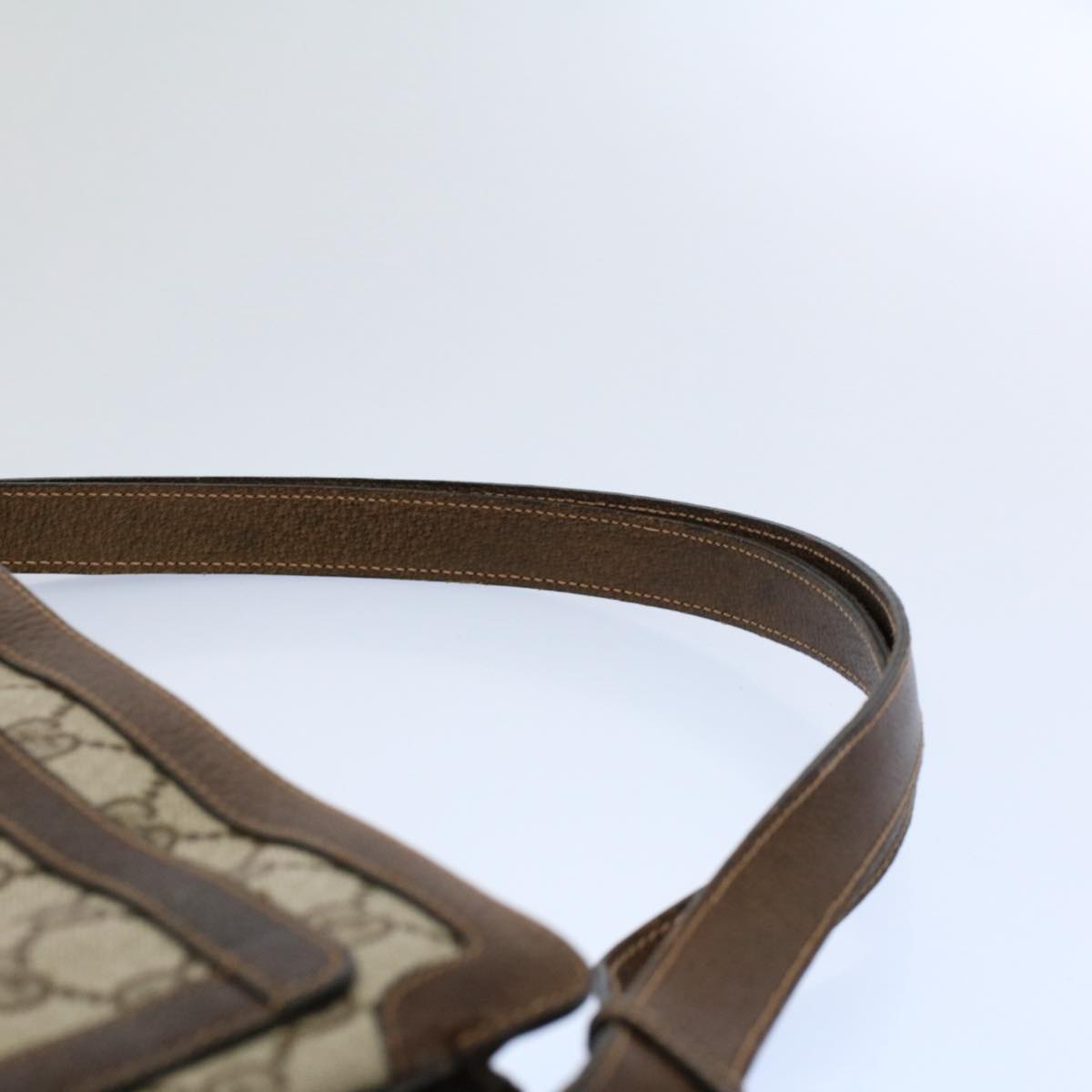 GUCCI GG Canvas Web Sherry Line Shoulder Bag PVC Leather Beige Red yk8640