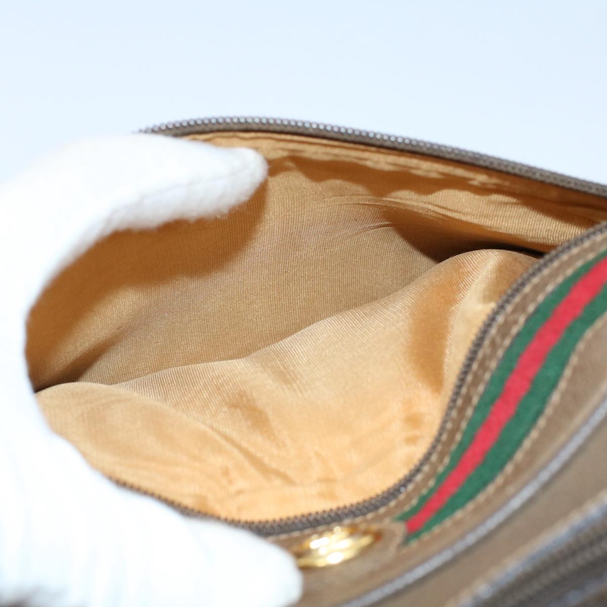GUCCI GG Canvas Web Sherry Line Shoulder Bag Beige Red 56 02 088 yk8641