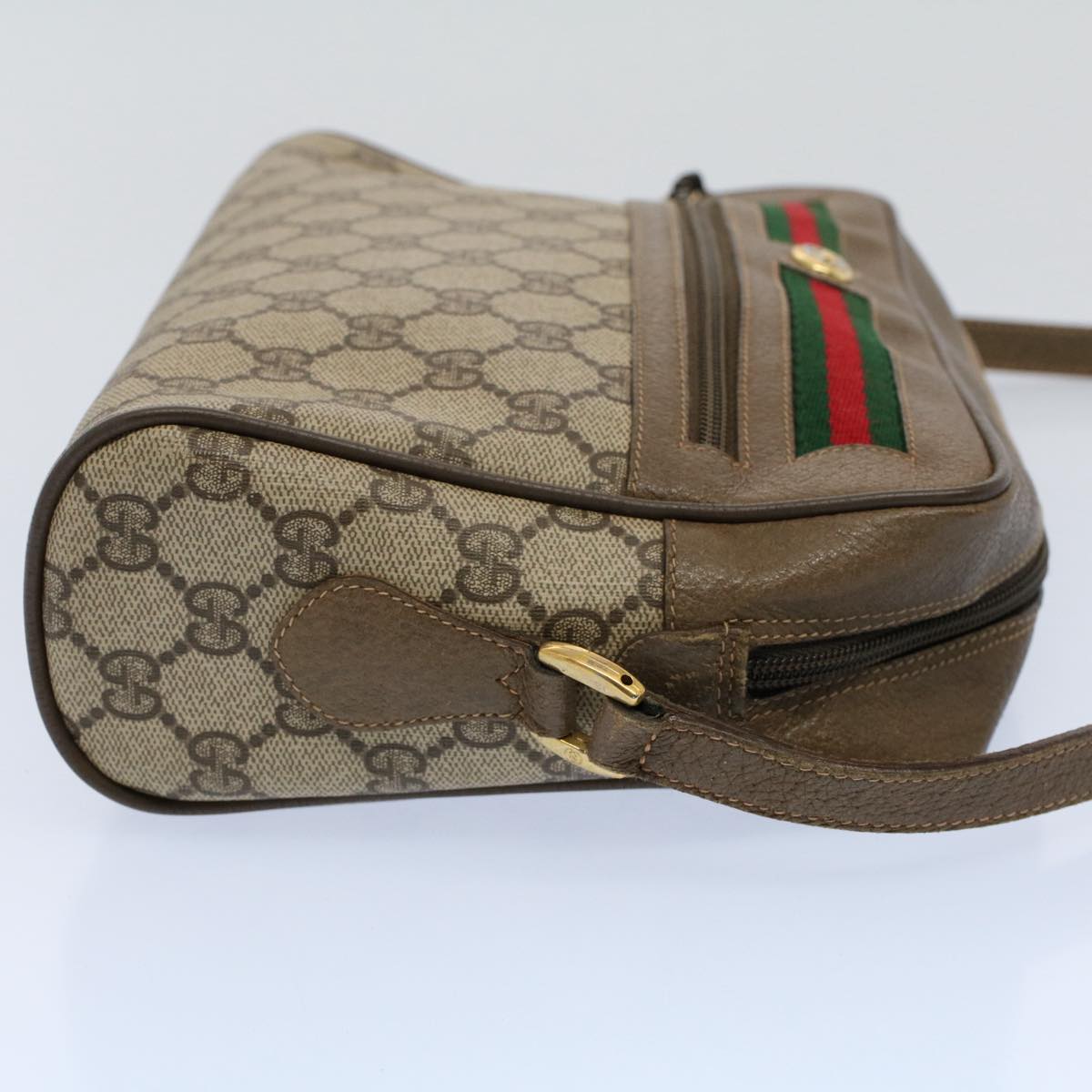 GUCCI GG Canvas Web Sherry Line Shoulder Bag Beige Red 56 02 088 yk8641