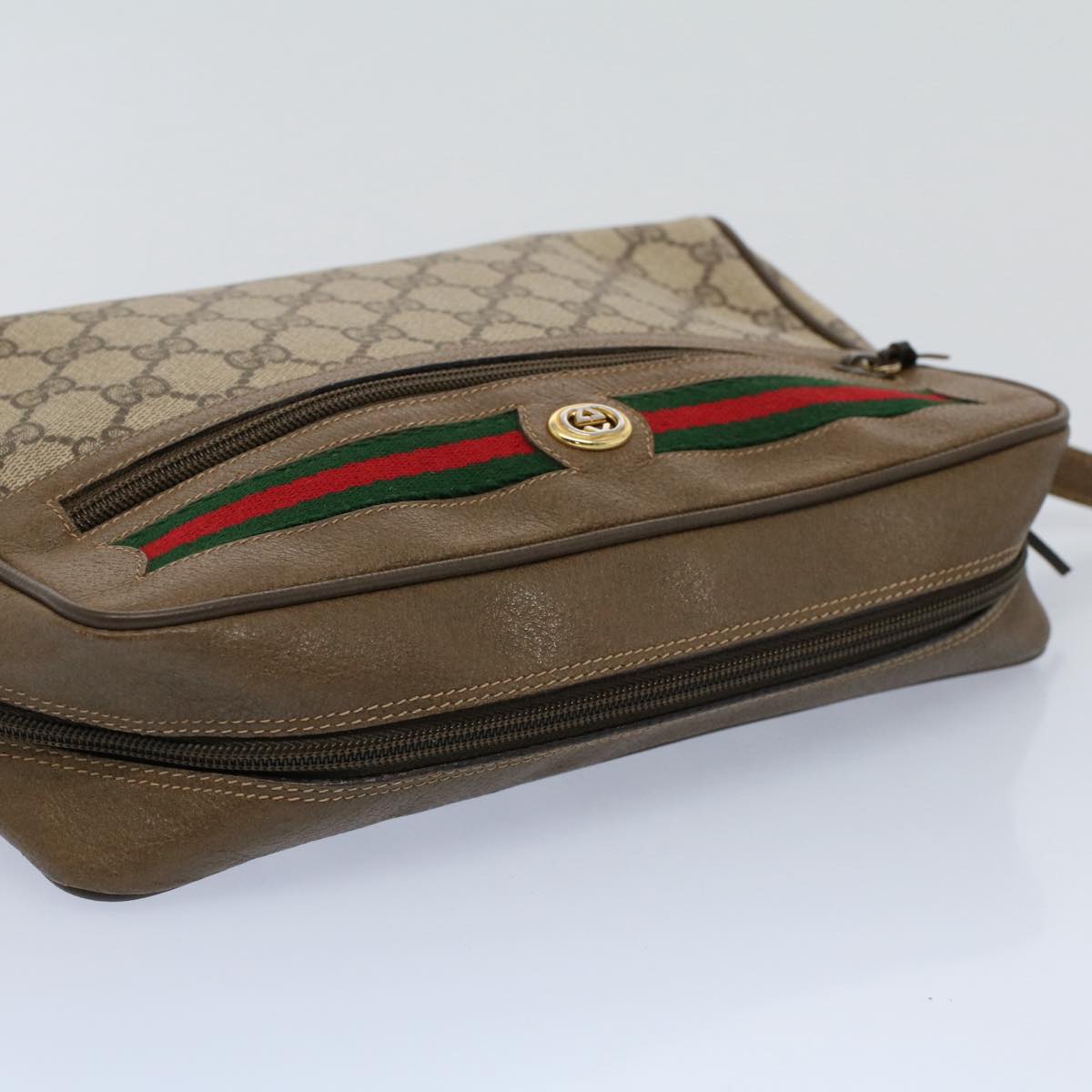 GUCCI GG Canvas Web Sherry Line Shoulder Bag Beige Red 56 02 088 yk8641
