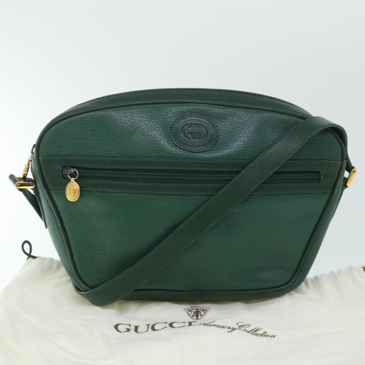 GUCCI Shoulder Bag Leather Green 001 093 1050 yk8648