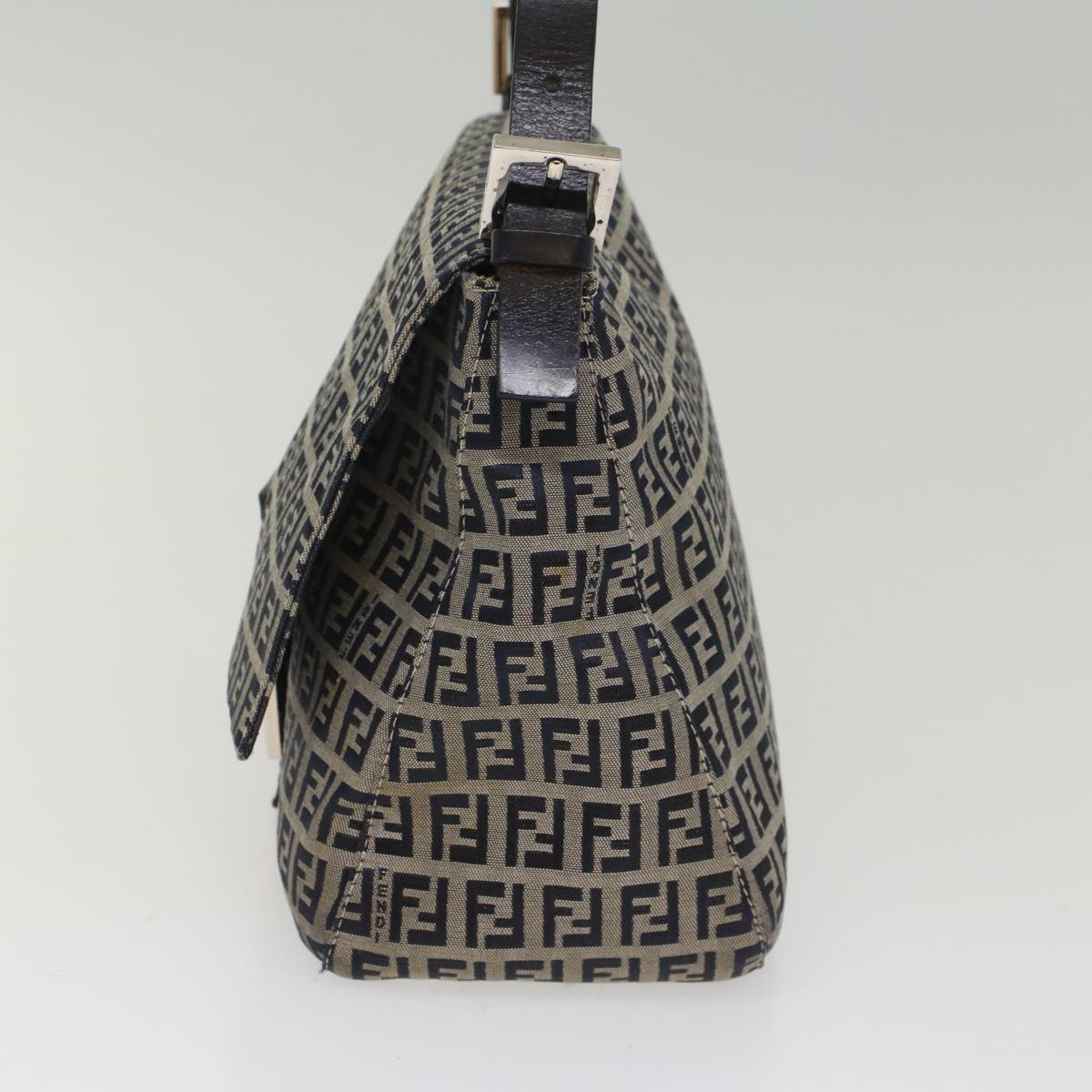 FENDI Zucchino Canvas Mamma Baguette Shoulder Bag Navy yk8650