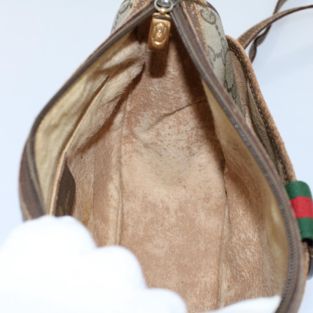 GUCCI GG Canvas Web Sherry Line Shoulder Bag Beige Red 89 02 032 yk8654