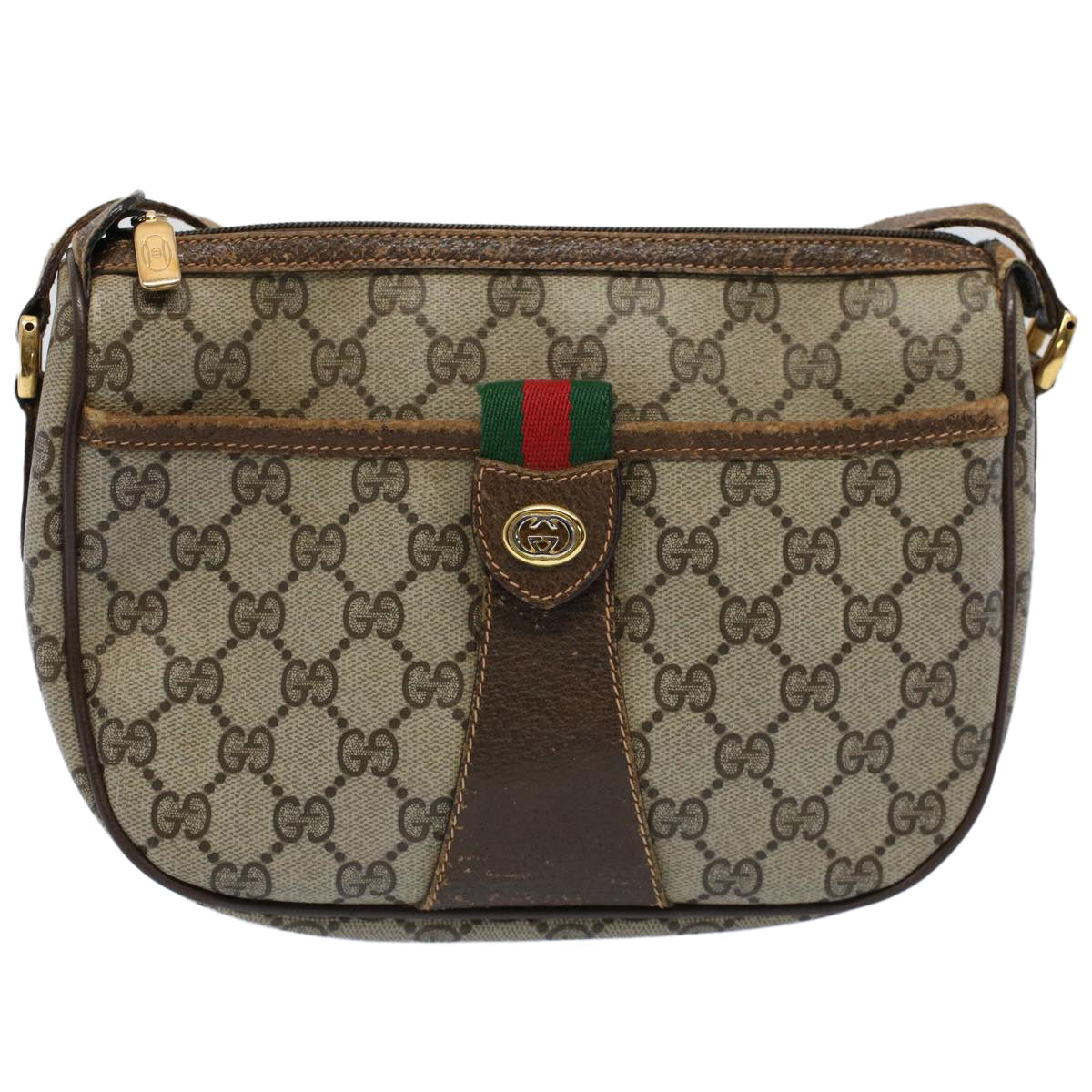 GUCCI GG Canvas Web Sherry Line Shoulder Bag Beige Red 89 02 032 yk8654
