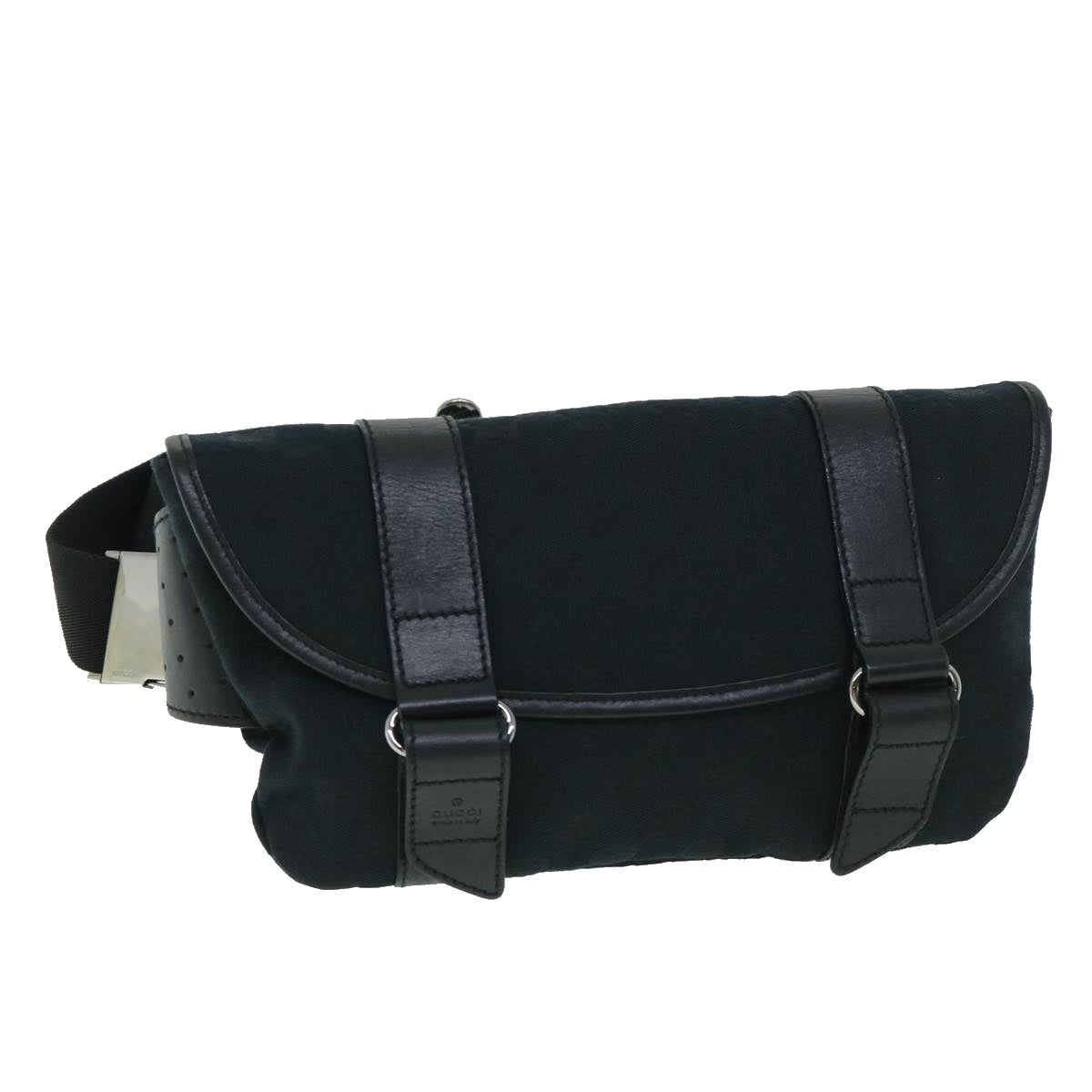 GUCCI GG Canvas Body Bag Leather Black 145851 yk8669